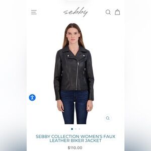 Sebby Collection XL Women's Classic Black Vegan Leather Biker Jacket